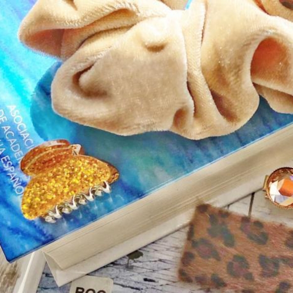 CAMEL VELVET SCRUNCHY JEWELD HAIR CLIP SET - Picture 4 of 5